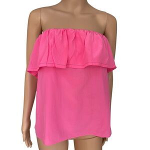 Lilly Pulitzer Ginny 100% silk Strapless Tube Top in "Hotty Pink” size M